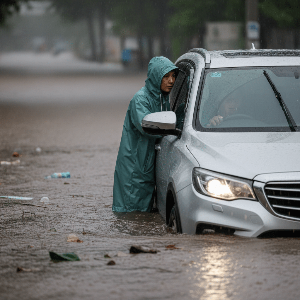 รับมือพายุ! ขับรถลุยน้ำท่วมอย่างไรไม่ให้เครื่องพัง - driving-safely-during-flood