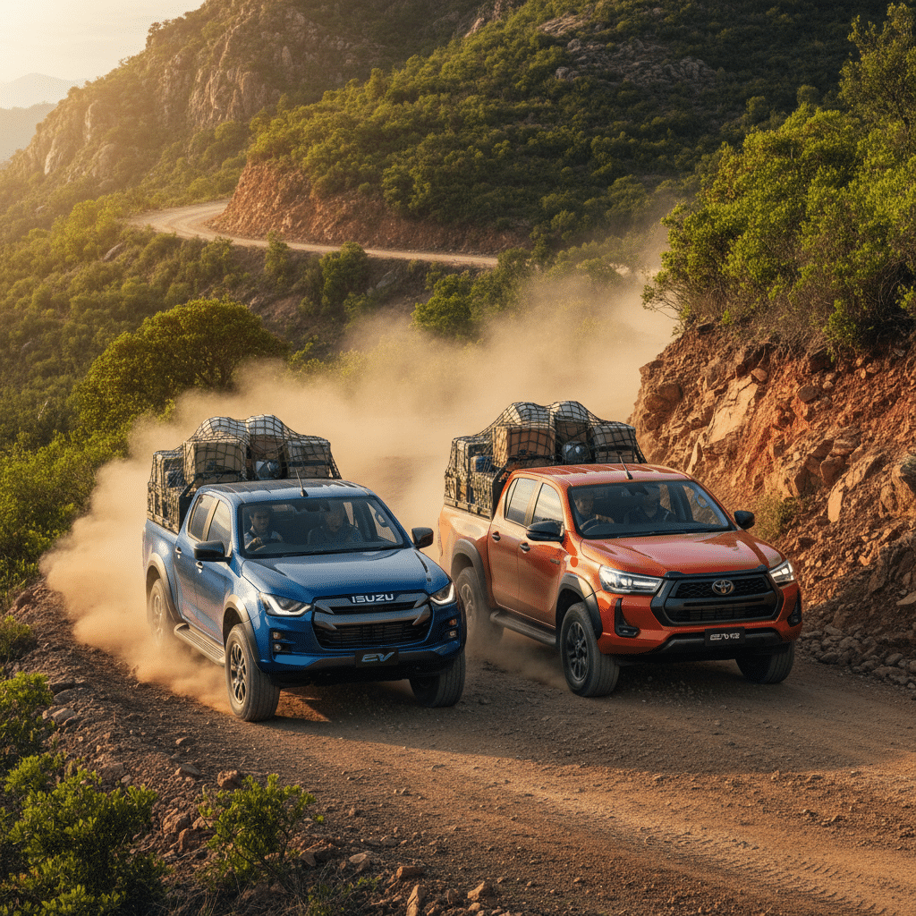 มวยคู่เอก! ISUZU D-Max EV vs HILUX REVO EV บรรทุกหนักขึ้นเขา - isuzu-dmax-ev-vs-hilux-revo-ev-test