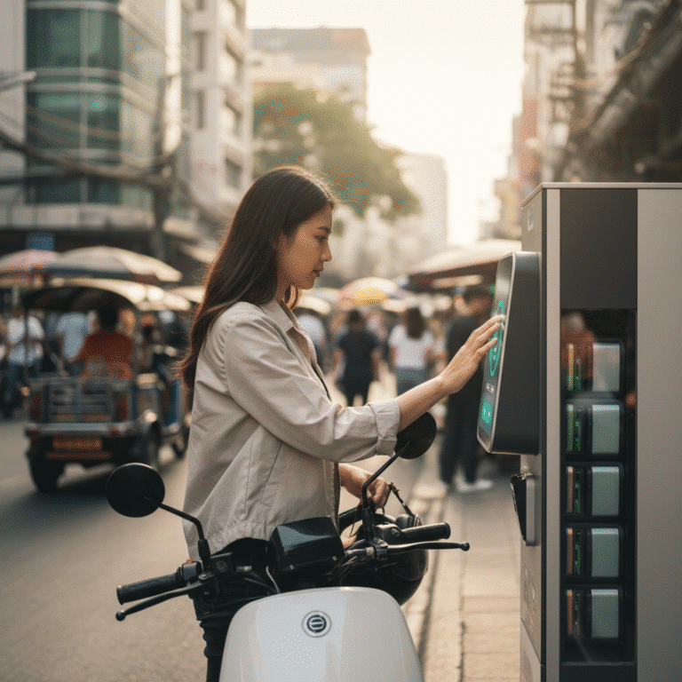 สถานีสลับแบตมอ’ไซค์ไฟฟ้า: ทางรอดใหม่คนเมือง?