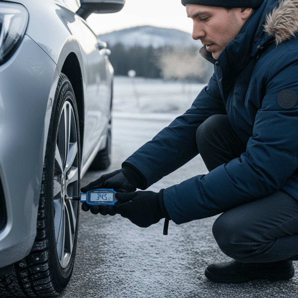 ลมยางหน้าหนาว เติมเท่าไหร่? คู่มือเช็กก่อนเดินทางไกล - tire-pressure-check-winter-travel